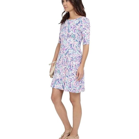 Lilly Pulitzer Celia Terry Dress Multi La Playa Fit and Flare Purple Pink SMALL - Picture 1 of 6